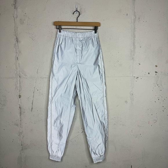 White Fox 3M Reflective Jogger Swooshy Track Pants XS - Picture 1 of 13